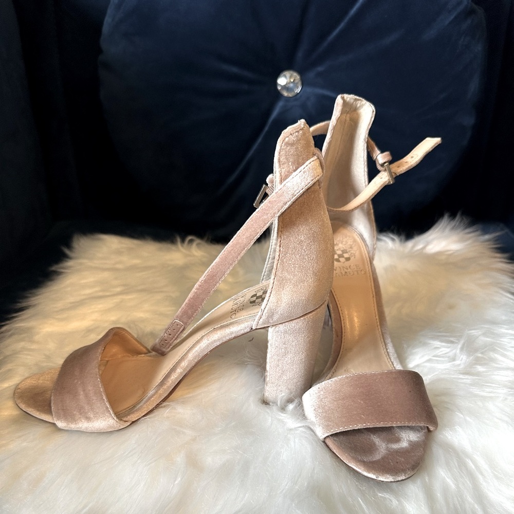 Vince Camuto strappy heels pink suede
